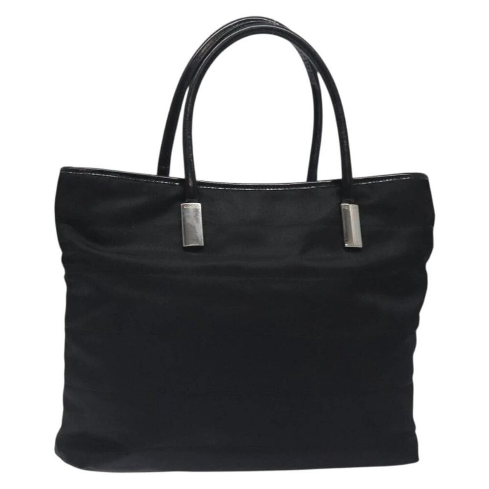 GUCCI Tote Bag Nylon Leather Black Silver 002 123
